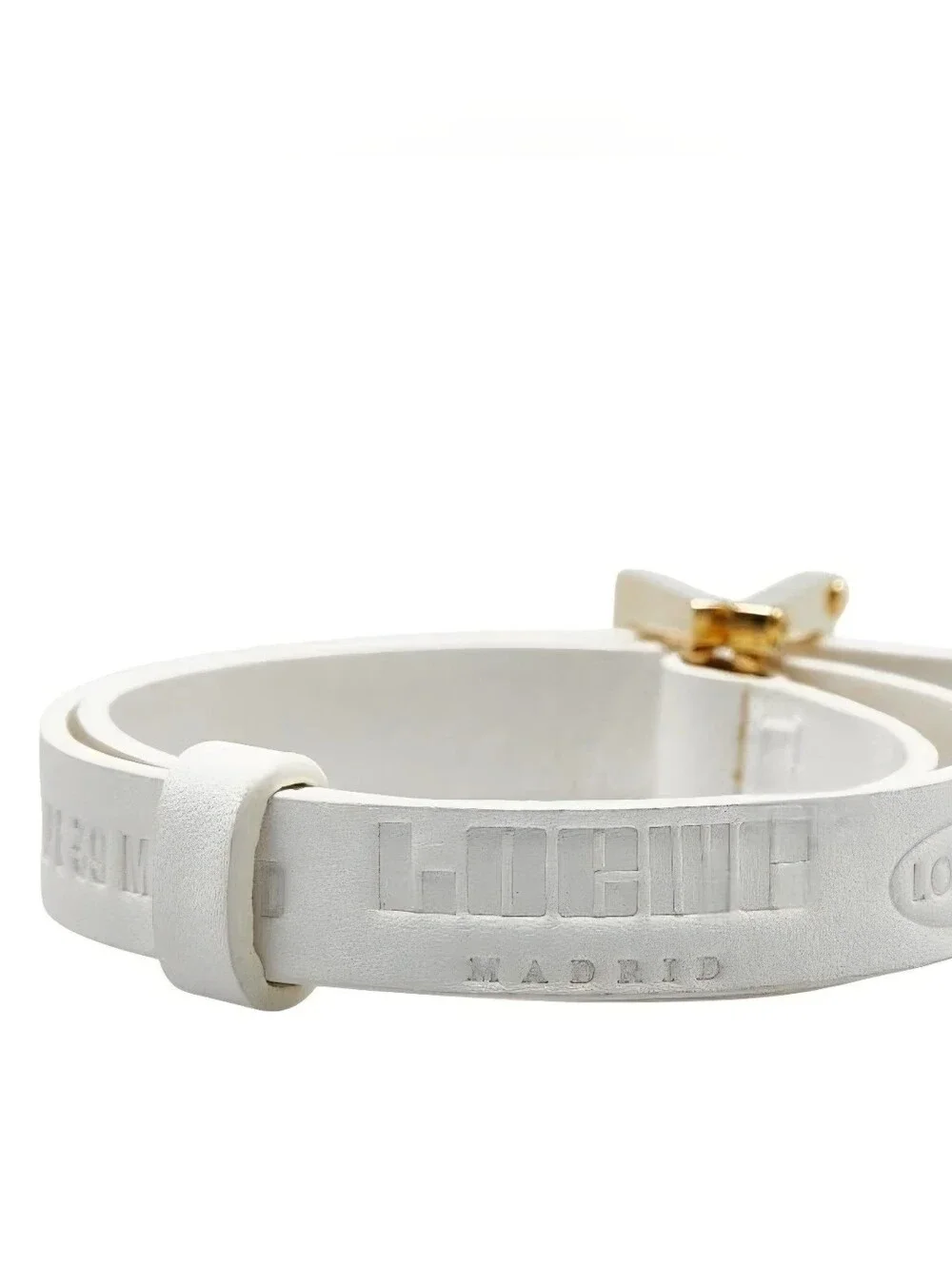 LOEWE Vintage 030510 Double Wrap Leather Bracelet White Gold Madrid Spain